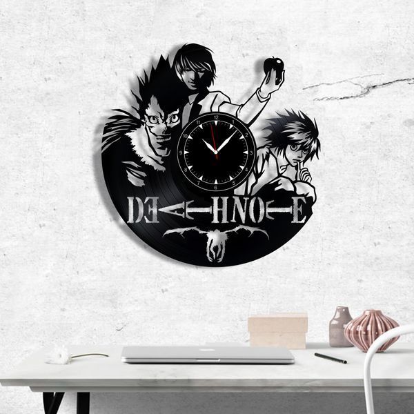 Настінний вініловий годинник Зошит смерті, діаметр 30см Vinyl-Clock-Death Note-2 фото