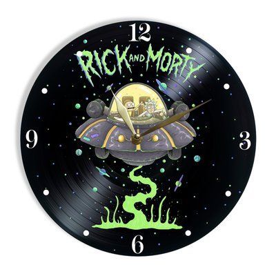 Настінний вініловий годинник Рік та Морті, діаметр 30см UF-Clock-C-Rick and Morty-3 фото