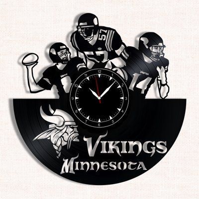 Настінний вініловий годинник Міннесота Вайкінгс, діаметр 30см Vinyl-Clock-Minnesota Vikings-1 фото