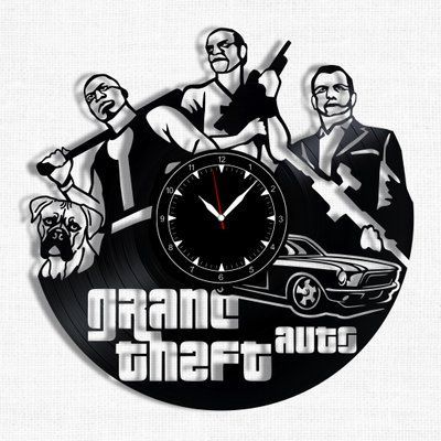 Настінний вініловий годинник GTA, діаметр 30см Vinyl-Clock-GTA-1 фото