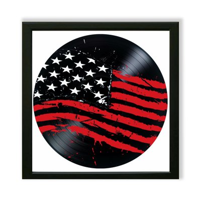 Vinyl Record Decor in a Wooden Frame US flag 14" UF-Frame-US flag-1 photo