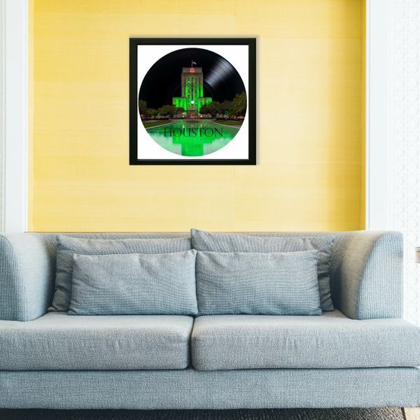 Vinyl Record Decor in a Wooden Frame Houston 14" 27-4-1 photo
