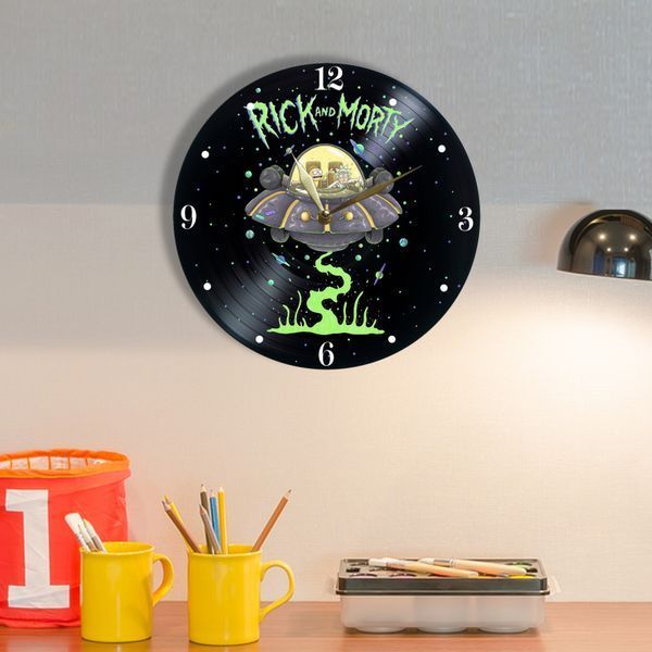 Настінний вініловий годинник Рік та Морті, діаметр 30см UF-Clock-C-Rick and Morty-3 фото