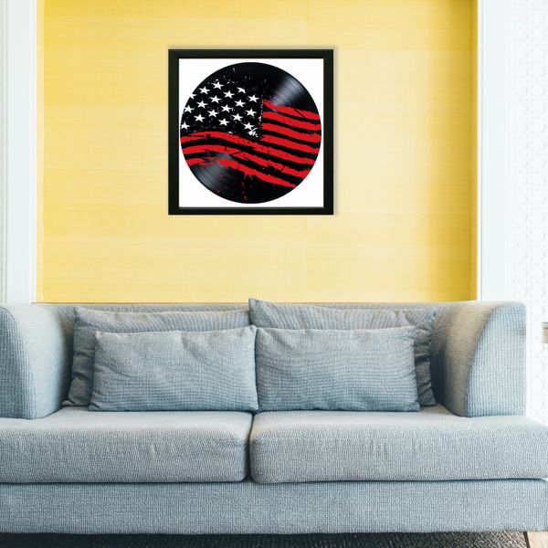 Vinyl Record Decor in a Wooden Frame US flag 14" UF-Frame-US flag-1 photo