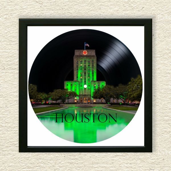 Vinyl Record Decor in a Wooden Frame Houston 14" 27-4-1 photo