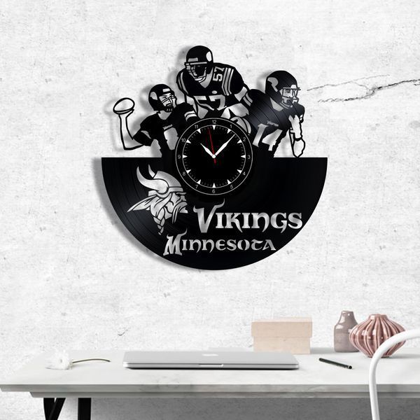 Настінний вініловий годинник Міннесота Вайкінгс, діаметр 30см Vinyl-Clock-Minnesota Vikings-1 фото