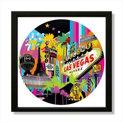 Vinyl Record Decor in a Wooden Frame Las Vegas 14" 28-4-1 photo