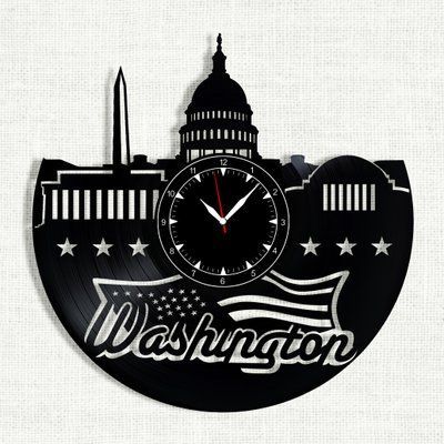 Wall Vinyl Record Clock Washington 12" 39-1-1 photo