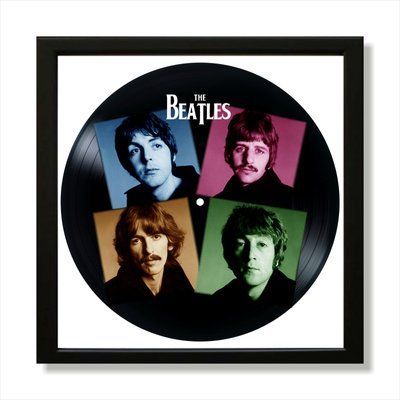 Настінний вініловий декор в дерев'яній рамці The Beatles, розміром 36см 580-4-3 фото