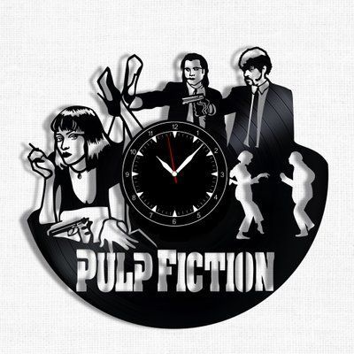 Настінний вініловий годинник Кримінальне чтиво, діаметр 30см Vinyl-Clock-M-Pulp Fiction-3 фото