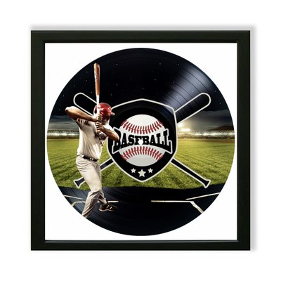 Vinyl Record Decor in a Wooden Frame Baseball 14" UF-Frame-Baseball-1 photo