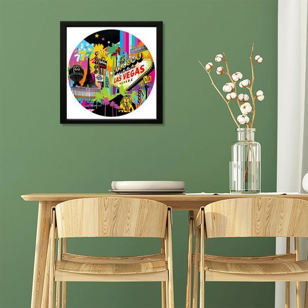 Vinyl Record Decor in a Wooden Frame Las Vegas 14" 28-4-1 photo