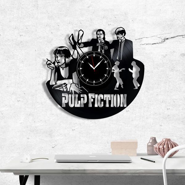 Настінний вініловий годинник Кримінальне чтиво, діаметр 30см Vinyl-Clock-M-Pulp Fiction-3 фото
