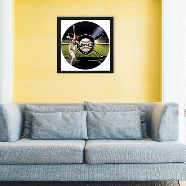 Vinyl Record Decor in a Wooden Frame Baseball 14" UF-Frame-Baseball-1 photo