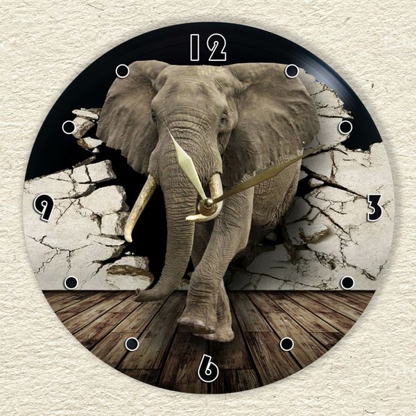 Wall Vinyl Record Clock Elephant 12" UF-Clock-Elephant-2 photo