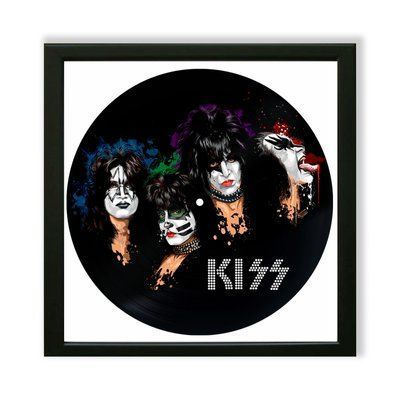 Настінний вініловий декор в дерев'яній рамці Kiss, розміром 36см 547-4-1 фото