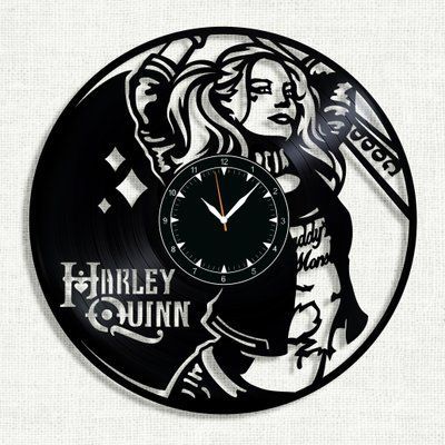 Настінний вініловий годинник Гарлі Квінн, діаметр 30см Vinyl-Clock-M-Harley Quinn-4 фото