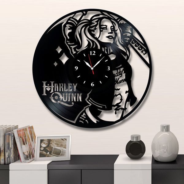 Настінний вініловий годинник Гарлі Квінн, діаметр 30см Vinyl-Clock-M-Harley Quinn-4 фото