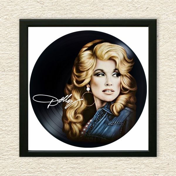 Vinyl Record Decor in a Wooden Frame Dolly Parton 14" UF-Frame-Dolly Parton-3 photo