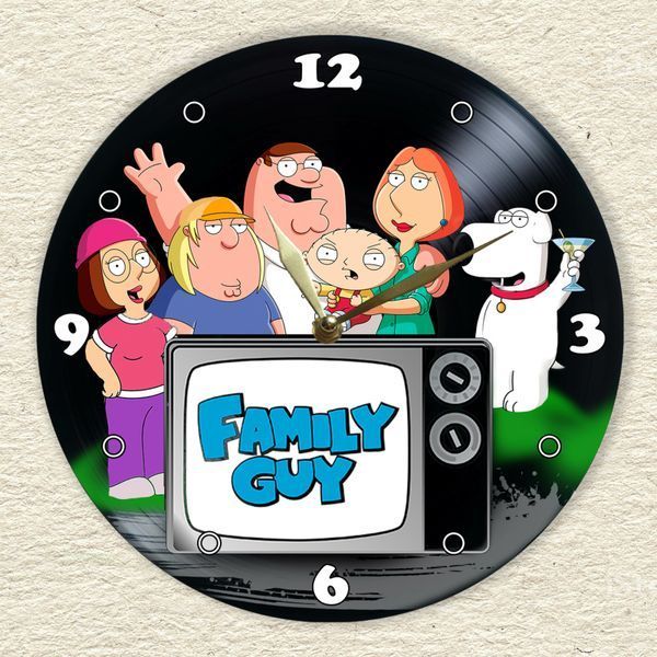 Настінний вініловий годинник Сім'янин&nbsp;, діаметр 30см UF-Clock-C-Family Guy-2 фото