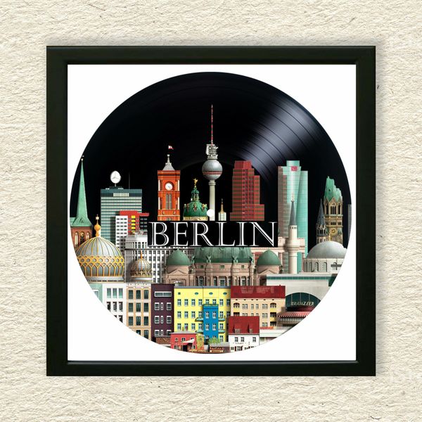 Vinyl Record Decor in a Wooden Frame Berlin 14" UF-Frame-Berlin-1 photo