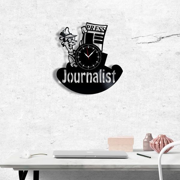 Wall Vinyl Record Clock Journalist 12" 101-1-1 photo
