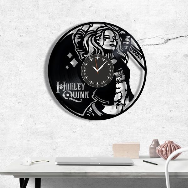 Настінний вініловий годинник Гарлі Квінн, діаметр 30см Vinyl-Clock-M-Harley Quinn-4 фото