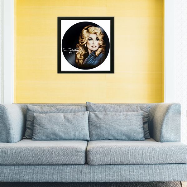 Vinyl Record Decor in a Wooden Frame Dolly Parton 14" UF-Frame-Dolly Parton-3 photo