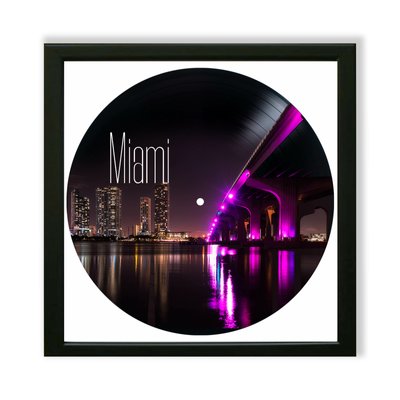 Vinyl Record Decor in a Wooden Frame Miami 14" UF-Frame-Miami-1 photo