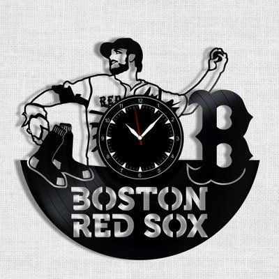 Настінний вініловий годинник Бостон Ред Сокс, діаметр 30см Vinyl-Clock-Boston Red Sox-1 фото