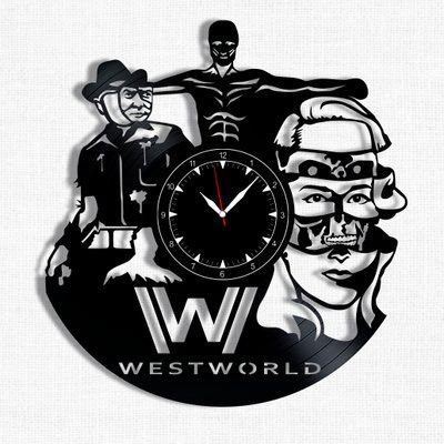 Настінний вініловий годинник Світ Дикого Заходу, діаметр 30см Vinyl-Clock-M-Westworld-1 фото