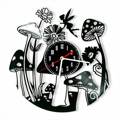 Wall Vinyl Record Clock Mushrooms 12" Vinyl-Clock-Mushrooms-1 photo