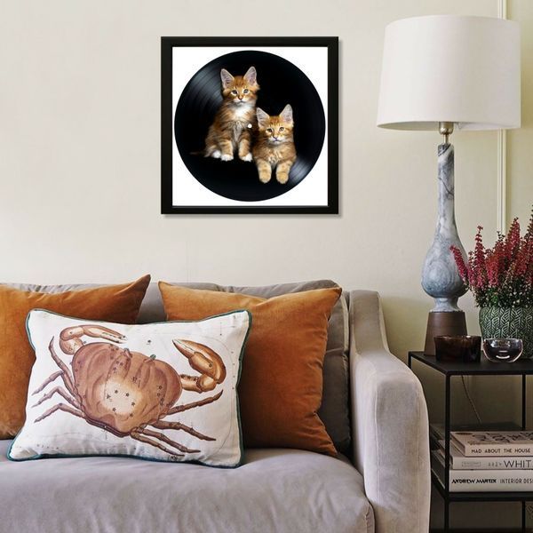 Vinyl Record Decor in a Wooden Frame Cat 14" 64-4-1 photo