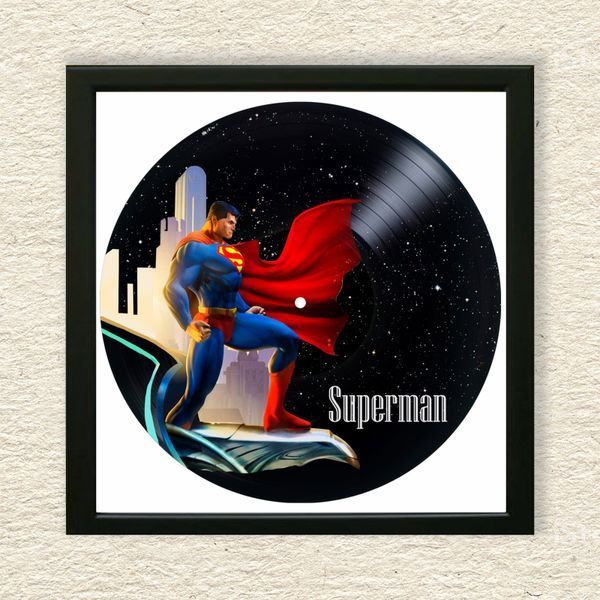 Vinyl Record Decor in a Wooden Frame Superman 14" 300-4-1 photo