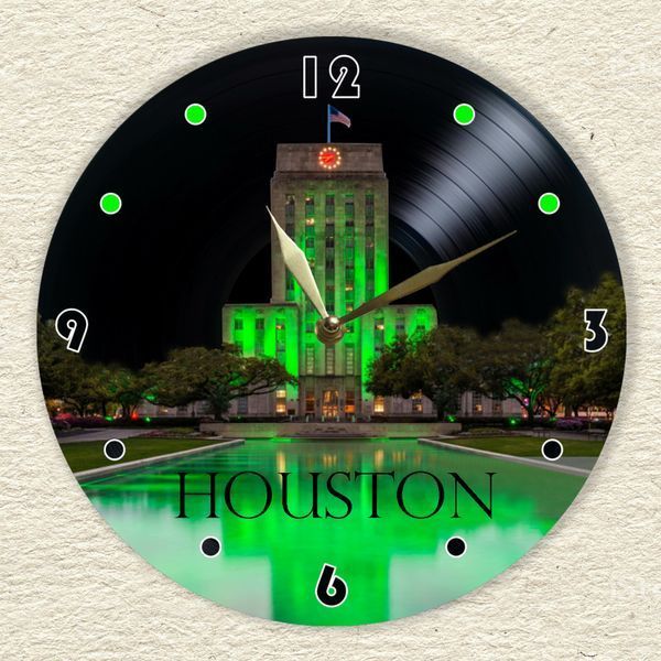 Wall Vinyl Record Clock Houston 12" 27-2-1 photo
