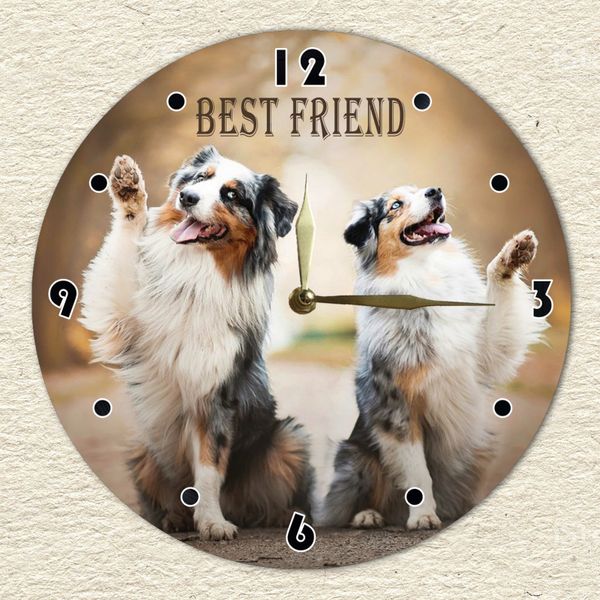 Wall Vinyl Record Clock Australian Shepherds 12" UF-Clock-Australian Shepherds-1 photo