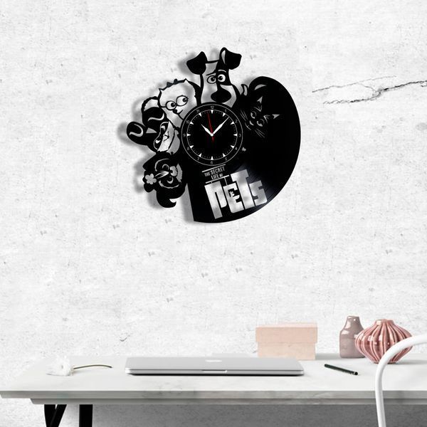 Настінний вініловий годинник Секрети домашніх тварин, діаметр 30см Vinyl-Clock-C-The Secret Life of Pets-1 фото