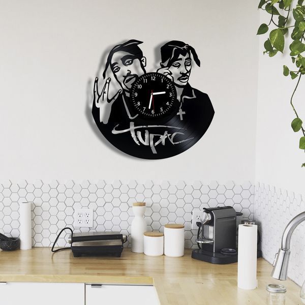 Настінний вініловий годинник Тупак Шакур, діаметр 30см Vinyl-Clock-2Pac-1 фото