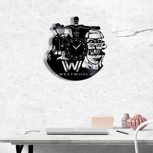 Настінний вініловий годинник Світ Дикого Заходу, діаметр 30см Vinyl-Clock-M-Westworld-1 фото