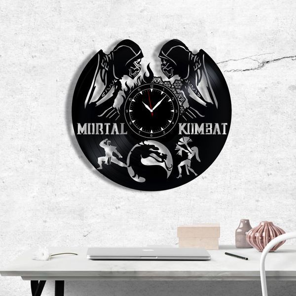 Настінний вініловий годинник Смертельна Битва, діаметр 30см Vinyl-Clock-Mortal Kombat-2 фото