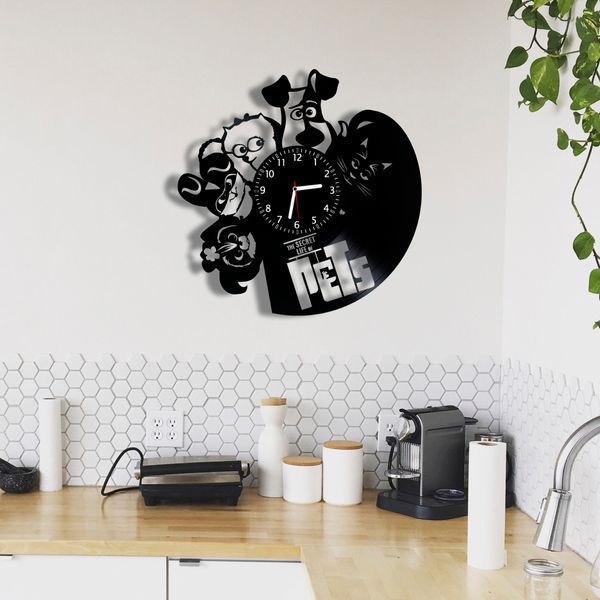 Настінний вініловий годинник Секрети домашніх тварин, діаметр 30см Vinyl-Clock-C-The Secret Life of Pets-1 фото