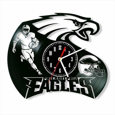 Настінний вініловий годинник Філадельфія Іглс, діаметр 30см Vinyl-Clock-Philadelphia Eagles-2 фото