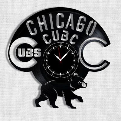 Настінний вініловий годинник Чикаго Кабс, діаметр 30см Vinyl-Clock-Chicago Cubs-1 фото