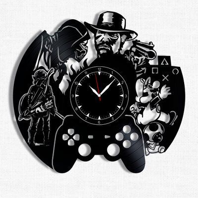 Настінний вініловий годинник PlayStation, діаметр 30см Vinyl-Clock-PlayStation-1 фото