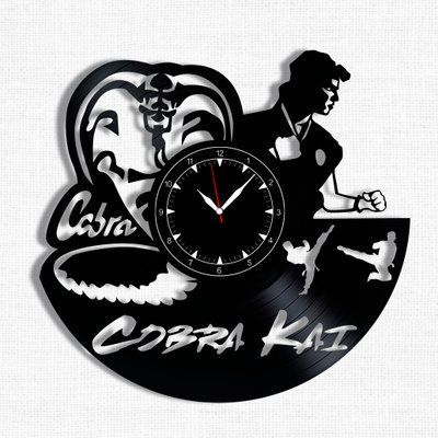 Настінний вініловий годинник Кобра Кай, діаметр 30см Vinyl-Clock-M-Cobra Kai-1 фото