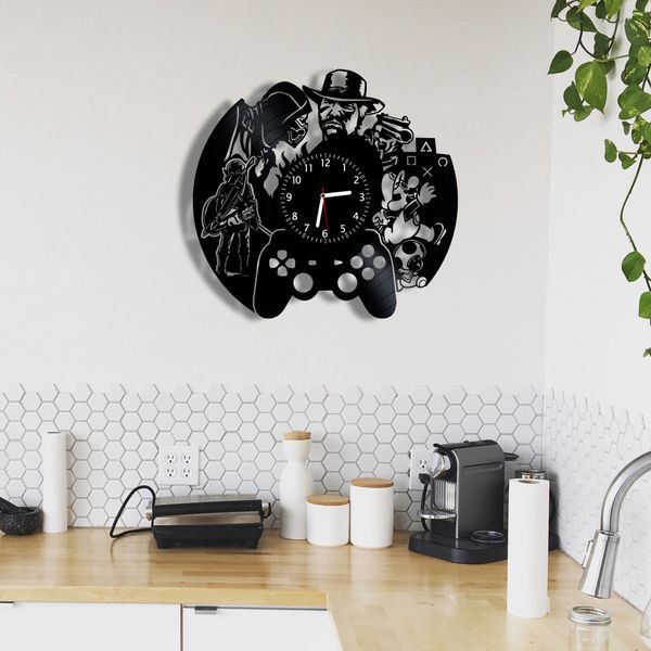 Настінний вініловий годинник PlayStation, діаметр 30см Vinyl-Clock-PlayStation-1 фото