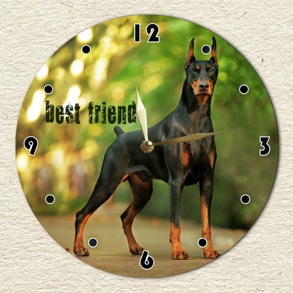 Wall Vinyl Record Clock Doberman 12" 47-2-1 photo