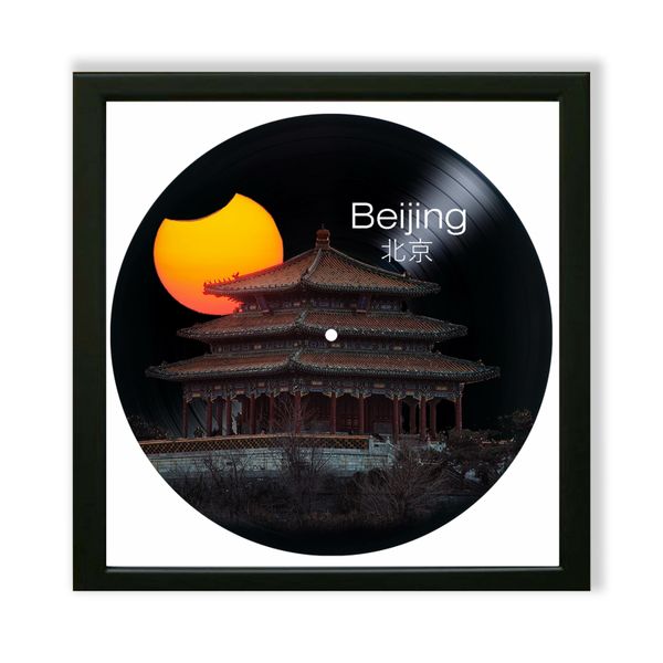 Vinyl Record Decor in a Wooden Frame Beijing 14" UF-Frame-Beijing-1 photo