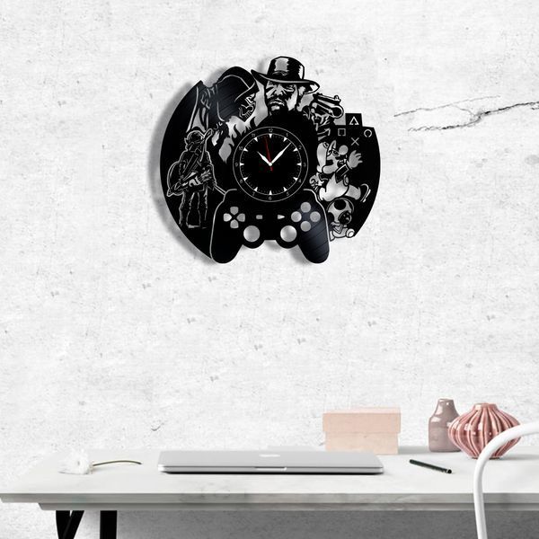 Настінний вініловий годинник PlayStation, діаметр 30см Vinyl-Clock-PlayStation-1 фото