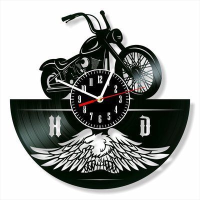 Настінний вініловий годинник Харлі Девідсон, діаметр 30см Vinyl-Clock-Harley Davidson-1 фото